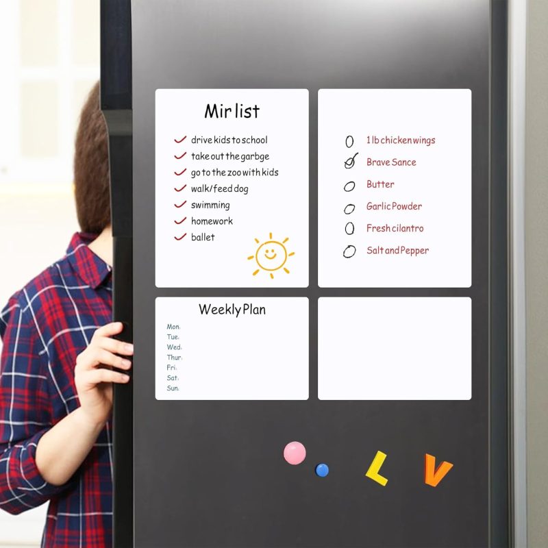 Multi-Use White Board Dry Erase Board Stickers for Wall Refrigerator Door Home Office Classroom, Reusable Lapboards, 8.5x11 inches, 3 Pack - Image 2