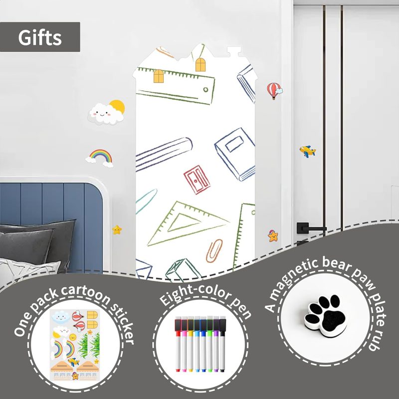 Magnetic Dry Erase Whiteboard Paper, 47.2"*16.9" Self Adhesive Whiteboard for Wall, Contact Paper Easy to Write and Clean, Cute Wallpaper Roll with Marker and Magnetic Eraser for Kids, Home, Office - Image 2