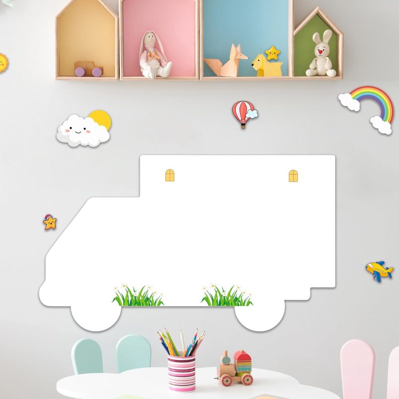 Magnetic Dry Erase Whiteboard Paper, 23.2"*15.6" Self Adhesive Whiteboard for Wall, Contact Paper Easy to Write and Clean, Cute Wallpaper Roll with Marker and Magnetic Eraser for Kids
