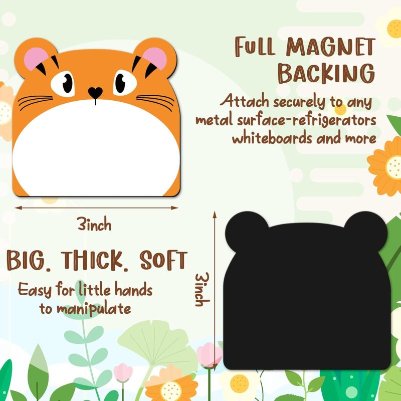 24 Pcs Animal Magnetic Labels 3 x 3 Inch Dry Erase Magnets Labels Cute Magnetic Sticky Notes Easy to Post Notes for Whiteboard Fridge Office Classroom Locker Cabinet Door - Image 2