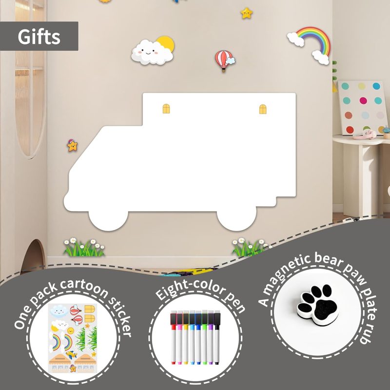 Magnetic Dry Erase Whiteboard Paper, 23.2"*15.6" Self Adhesive Whiteboard for Wall, Contact Paper Easy to Write and Clean, Cute Wallpaper Roll with Marker and Magnetic Eraser for Kids - Image 2