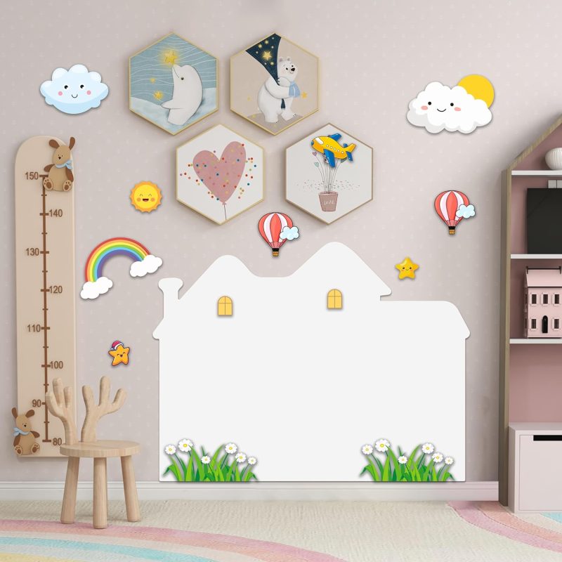 Magnetic Whiteboard Contact Paper for Wall 23.2"*16.9" Adhesive Magnetic Dry Erase White Board Sticker with Eraser and 8 Markers for Kids Removable Peel and Stick Whiteboard Wallpaper Roll