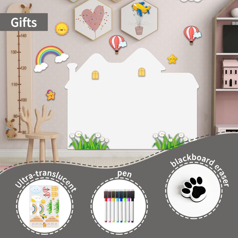 Magnetic Whiteboard Contact Paper for Wall 23.2"*16.9" Adhesive Magnetic Dry Erase White Board Sticker with Eraser and 8 Markers for Kids Removable Peel and Stick Whiteboard Wallpaper Roll - Image 2