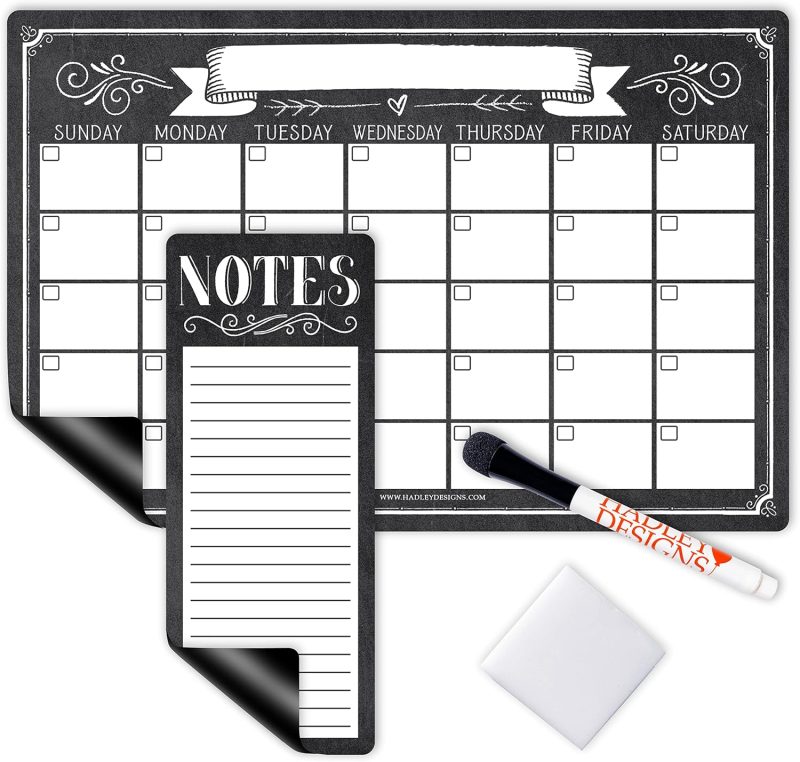 Vintage Large Magnetic Calendar and Dry Erase Board for Refrigerator-Dry Erase Magnetic Whiteboard Calendar, Fridge Planner Magnet